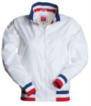Women unpadded jacket in nylon with drytech fabric; collar, cuffs and waist in rib with flag colors. White with Italy flag PAUNITEDLADY.BIF